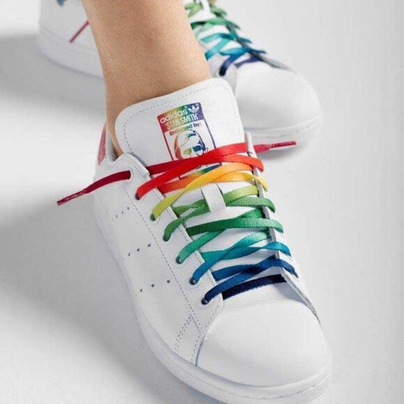 Adidas Originals Stan Smith White Rainbow Laces  sz 9 Sneakers BB1686 - Picture 1 of 2